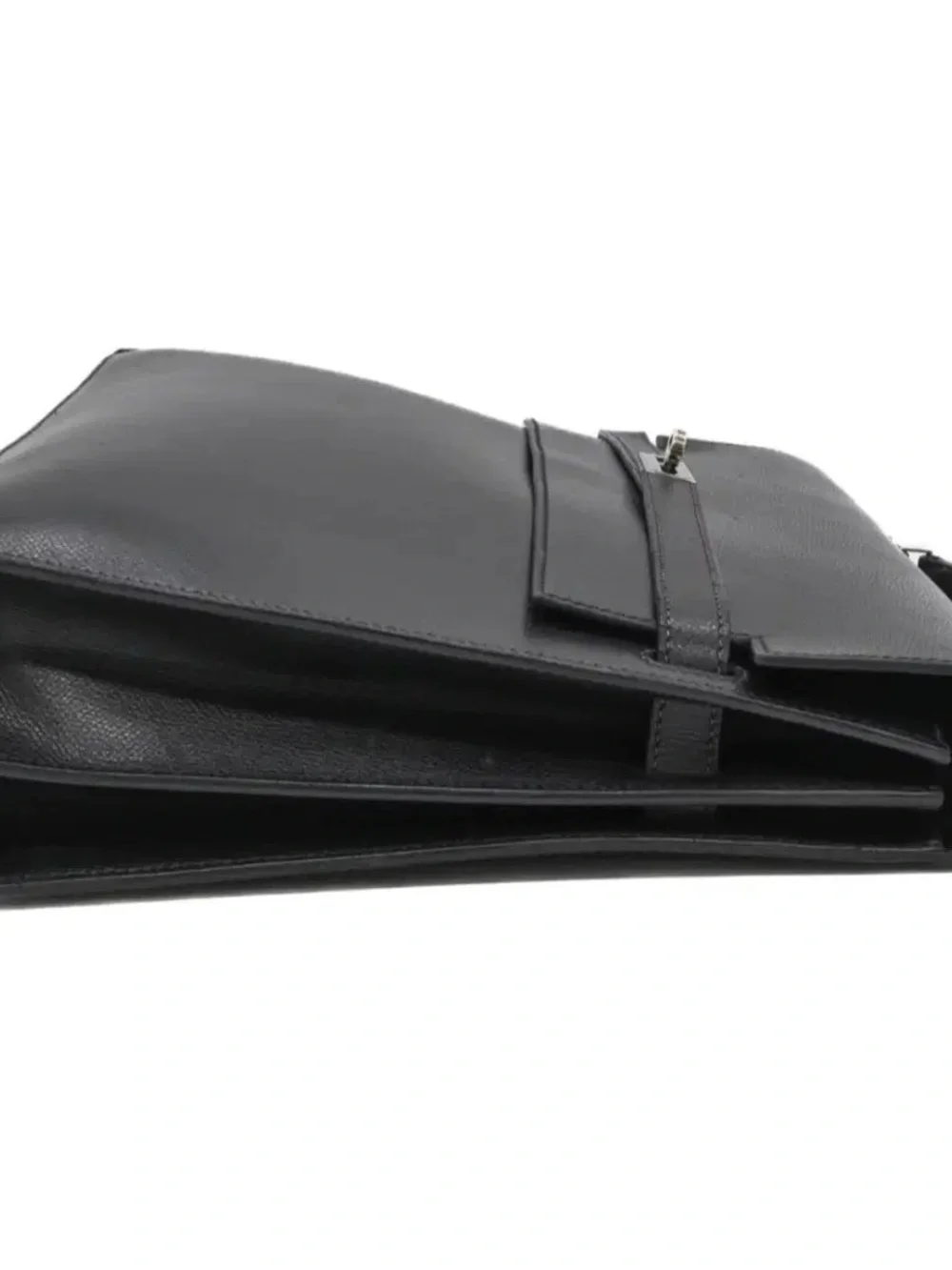 Hermes Black Leather Top-Handle Briefcase with Palladium Hardware